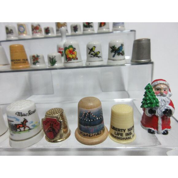 Vintage Thimble Lot Of 27 Assorted Shapes and Themes + Small Bell - Picture 3 of 9